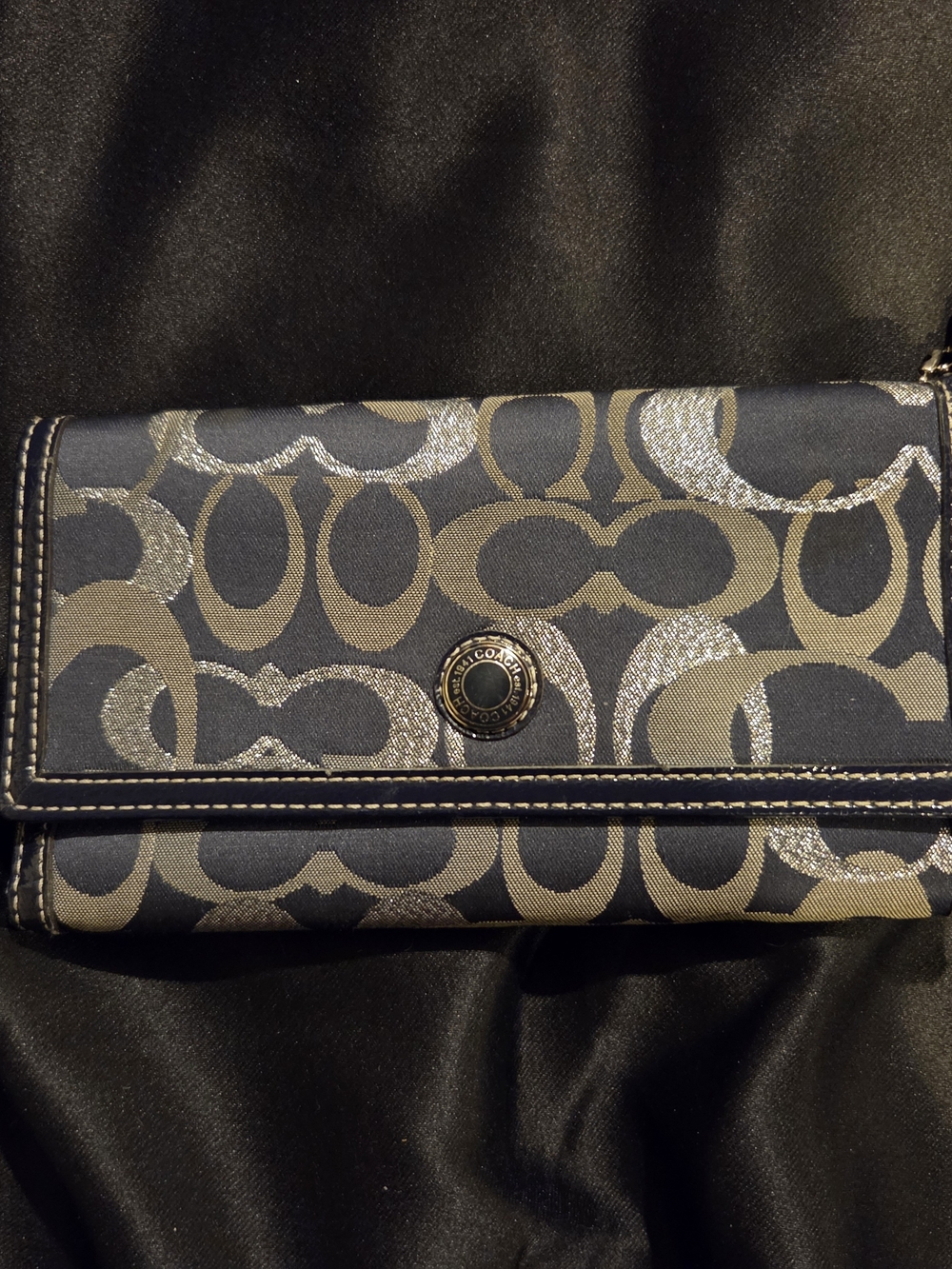Coach Signature Navy and Khaki Wallet - Coach